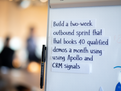 Build a two-week outbound sprint that books 40 qualified demos a month using apollo and crm signals